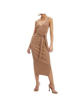 Good American Ribbed V-Neck Midi Dress